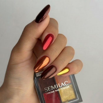 Semilac Pyłek 02 Pressed Nail Powder Chrome Palette Paletka pyłków